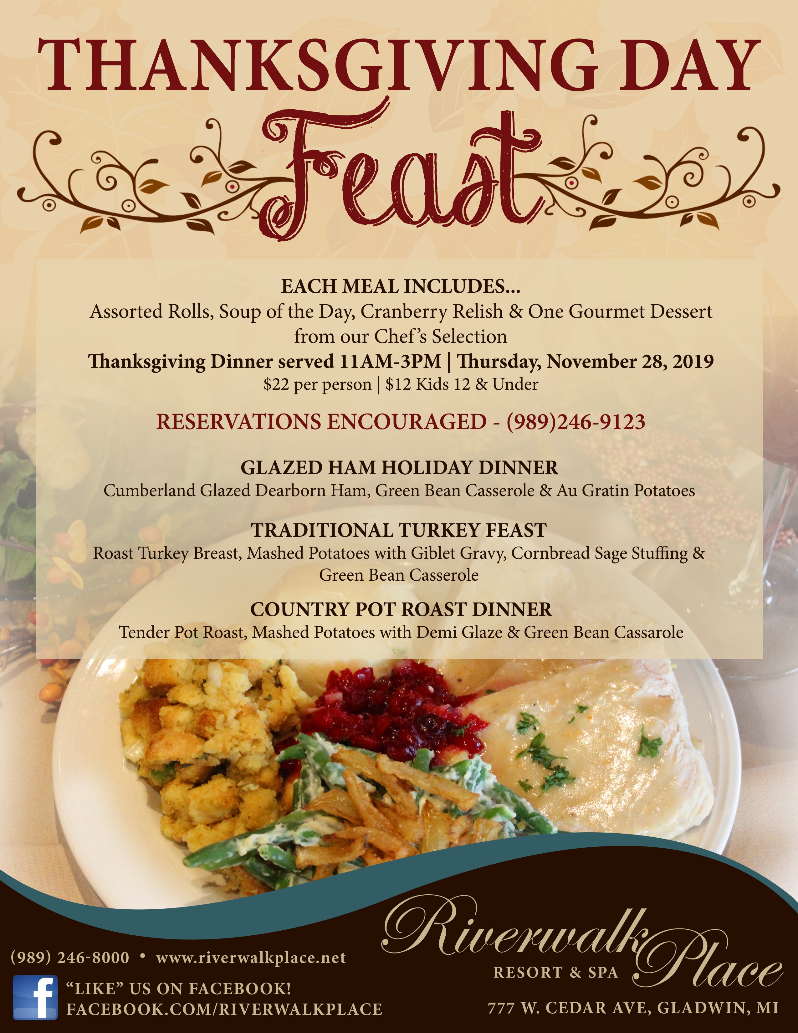 8.5X11 Menu Riverwalk Place Resort & Spa