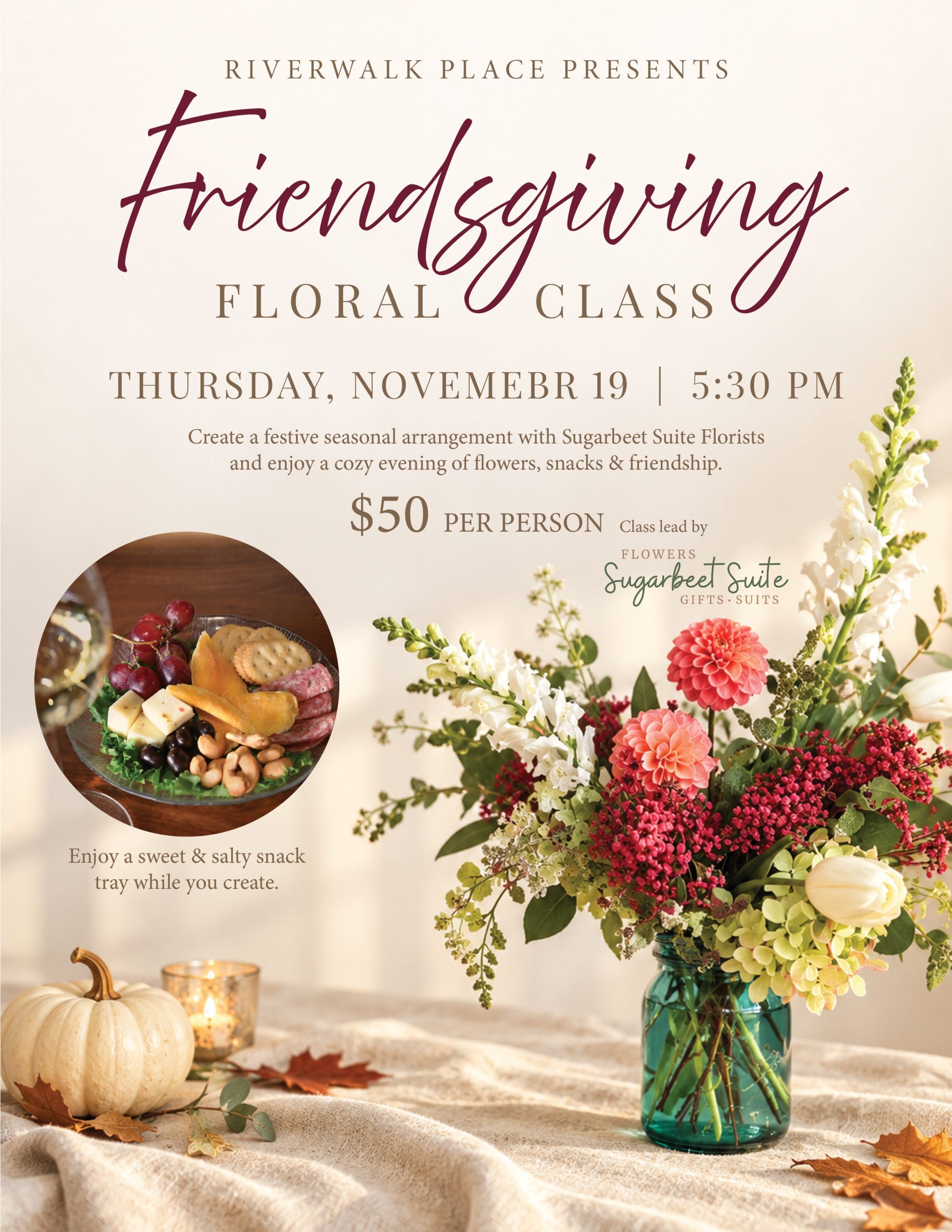 Floral Feast Friendsgiving Flyer